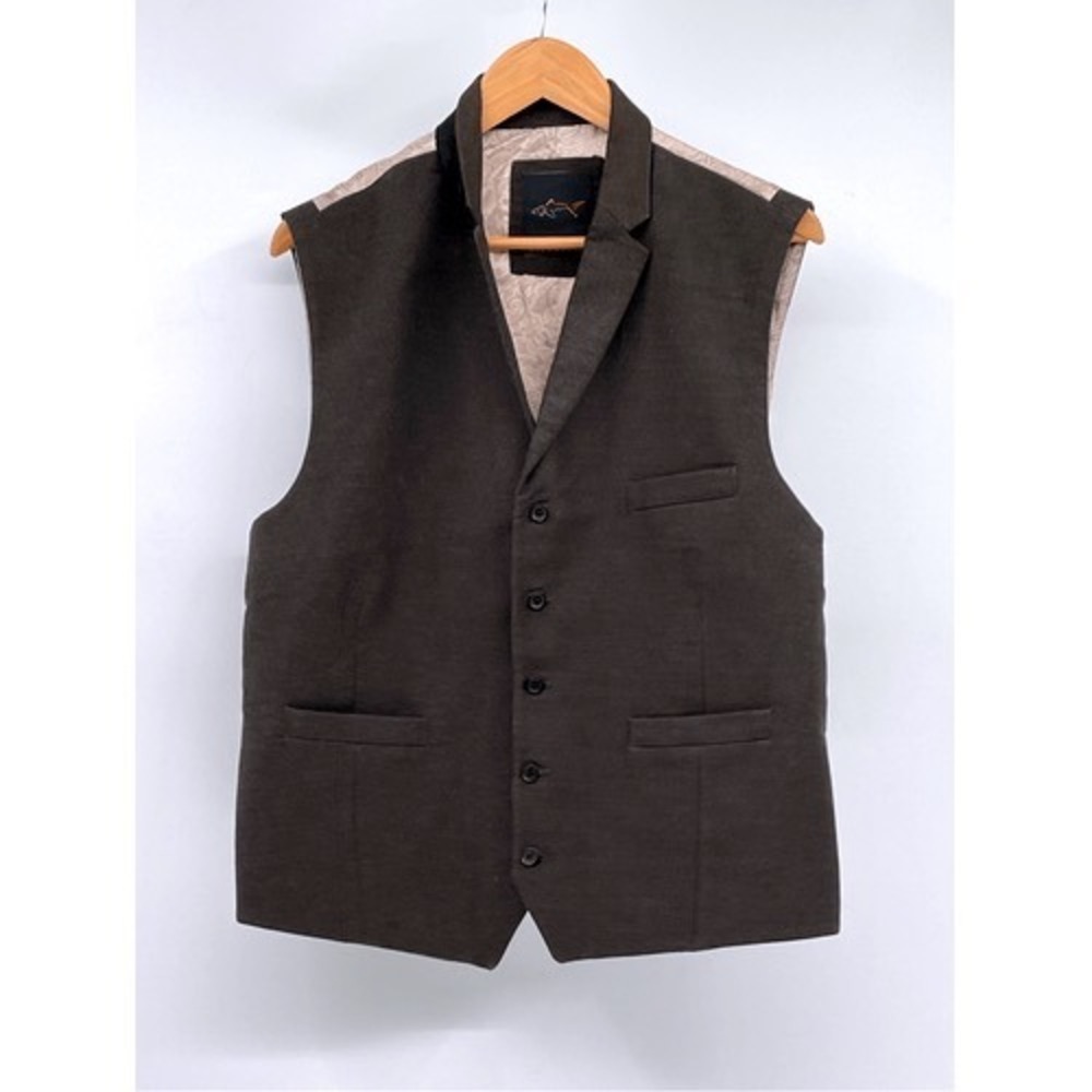 Greg Norman Waistcoat Suit Vest Men Size 44‎ Brown Button Down Cotton